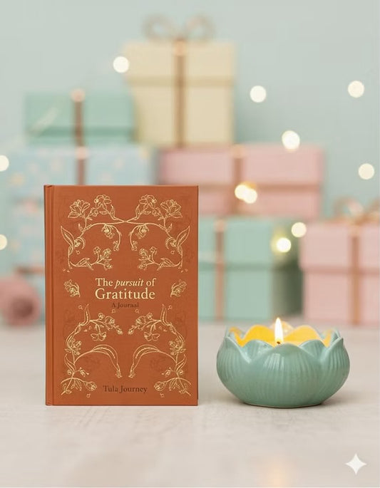 Gratitude Journal and Sage and Cedarwood Lotus candl